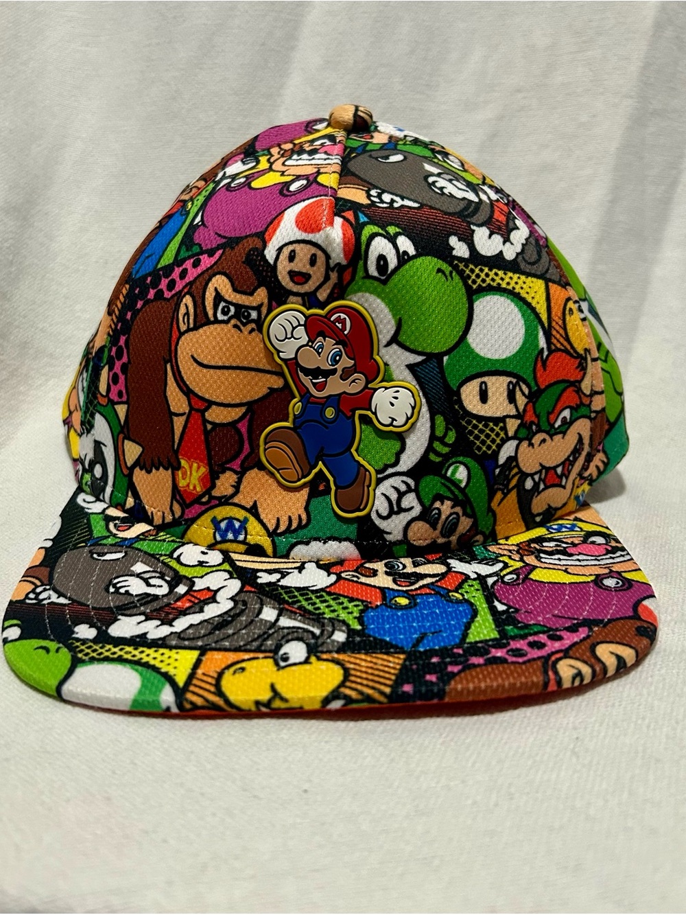 Super Mario Bros All Over Print Snapback Hat Youth OSFM Nintendo